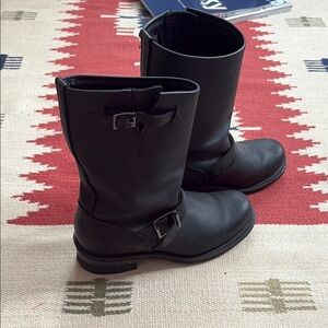 Black Leather Buckle Boots